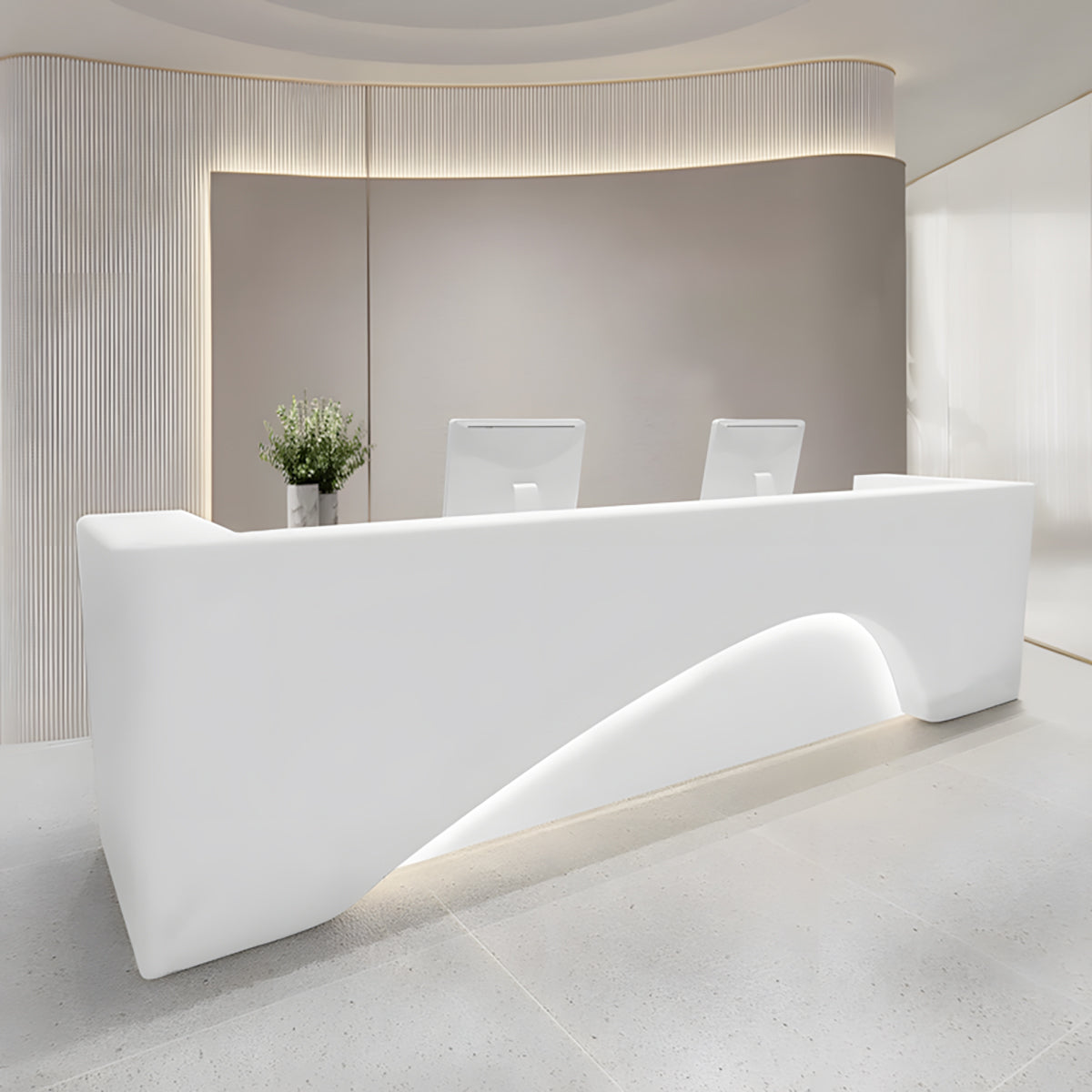 Curved Lacquered Reception Desk 71–134 in Wide