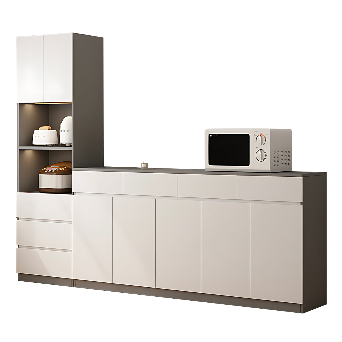 Sideboard Cabinet 39–79 in Tall, Solid Wood & LED Lighting for Home Office