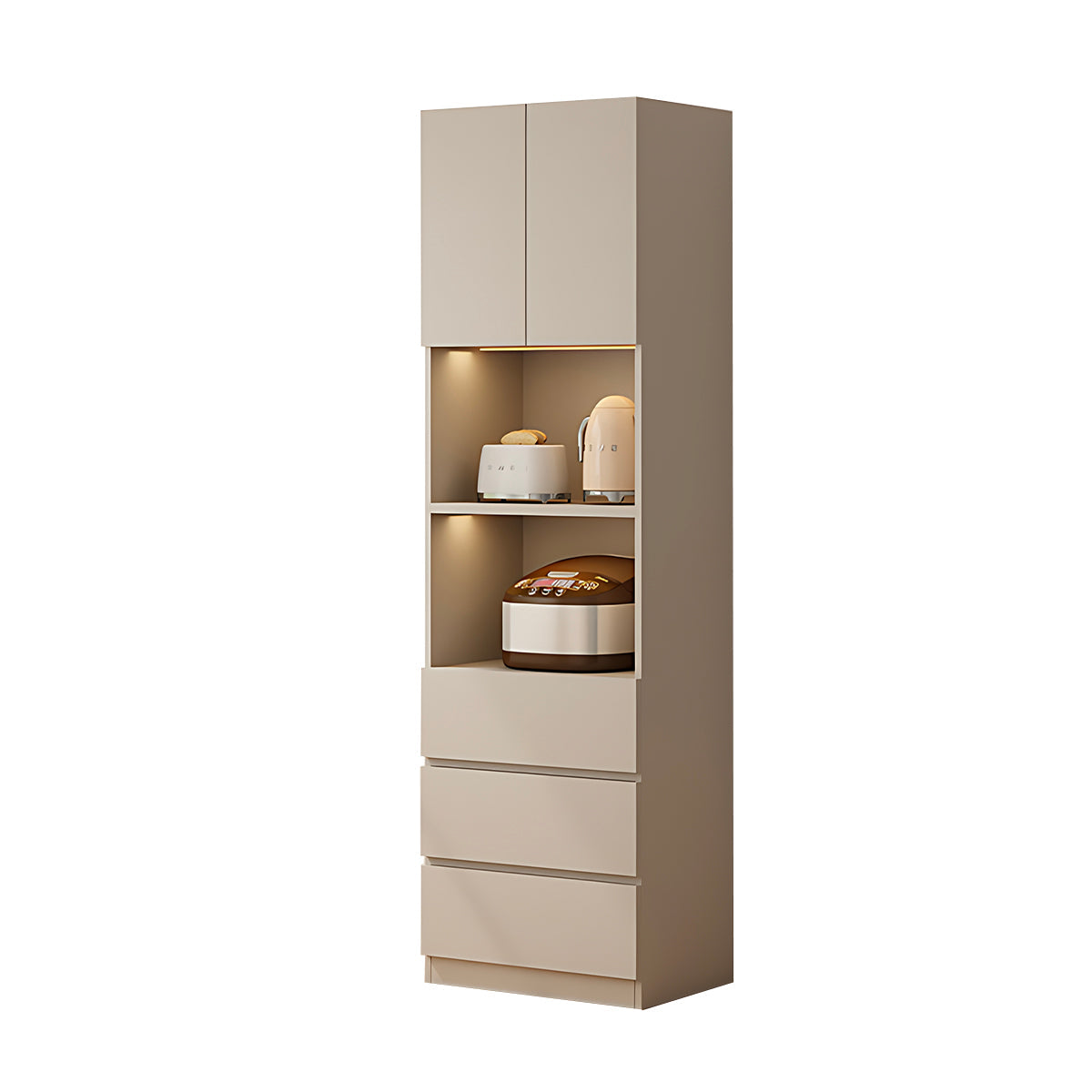Sideboard Cabinet 39–79 in Tall, Solid Wood & LED Lighting for Home Office