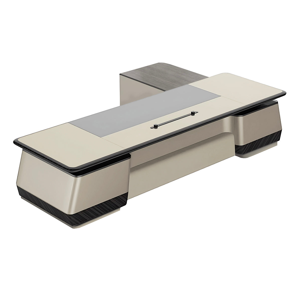 Modern Executive Desk with Dual-Tone, Side Storage & Fluted Front for Home Office