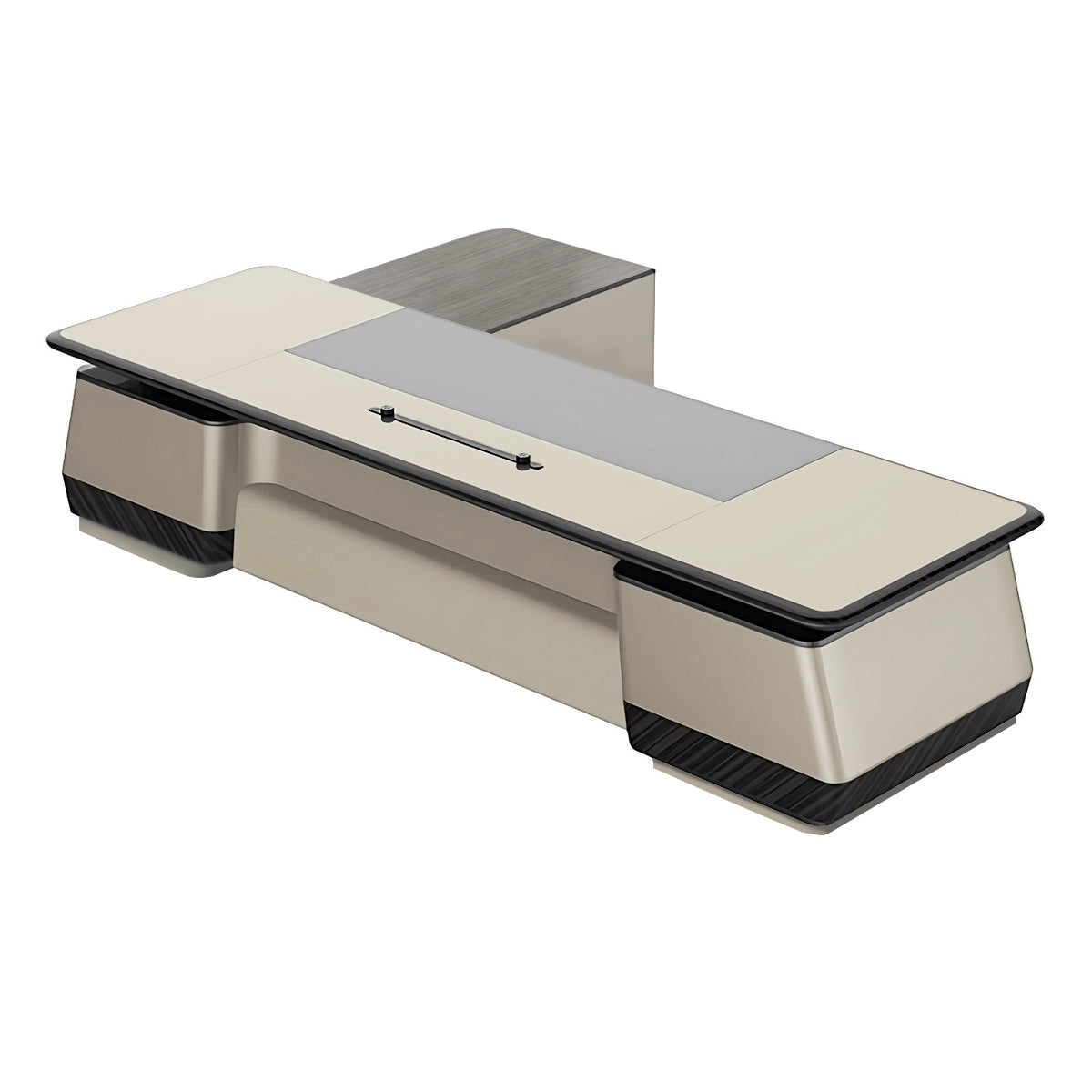 Modern Executive Desk with Dual-Tone, Side Storage & Fluted Front for Home Office