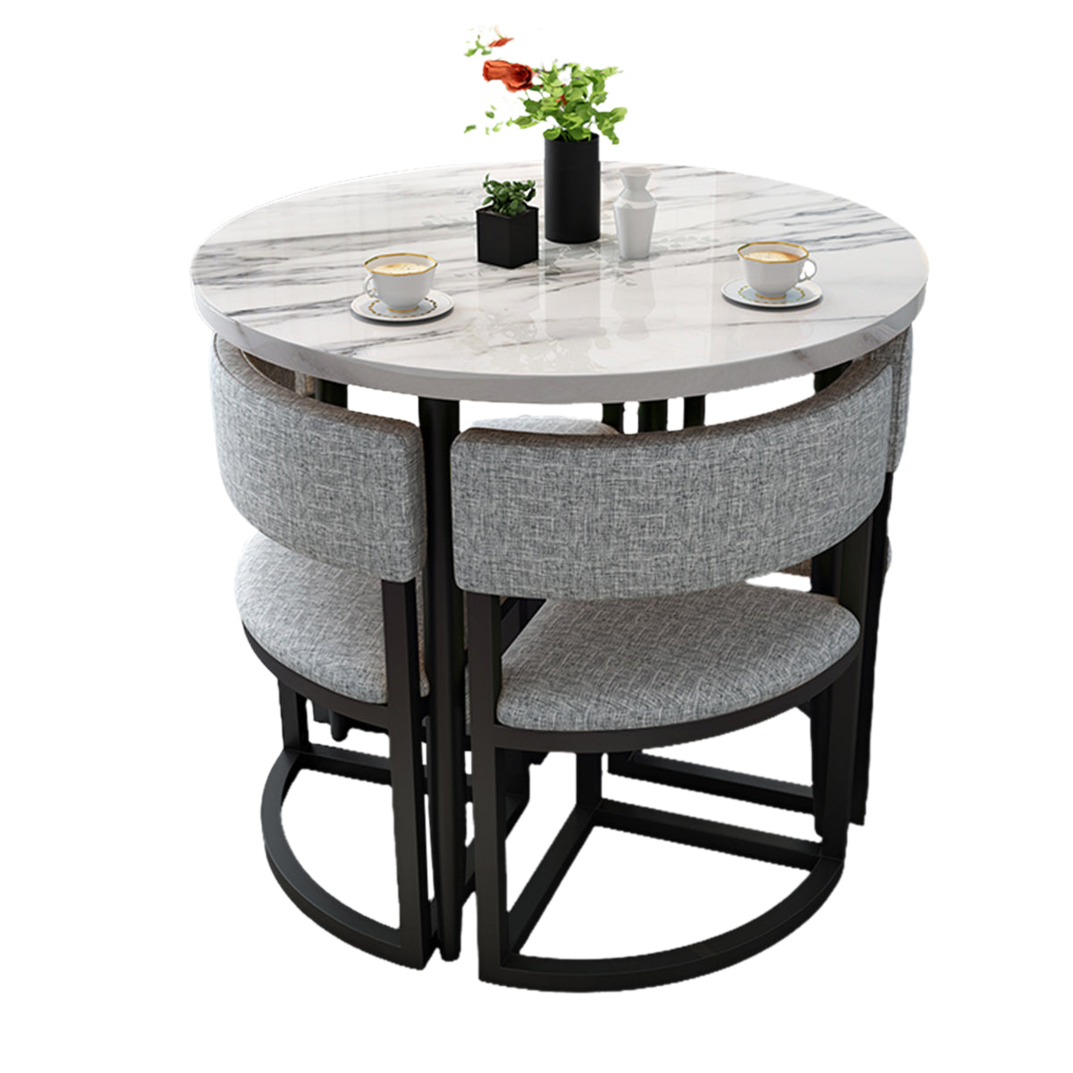 4-Seater Reception 31" Table and Chair Set with Space-Saving Design