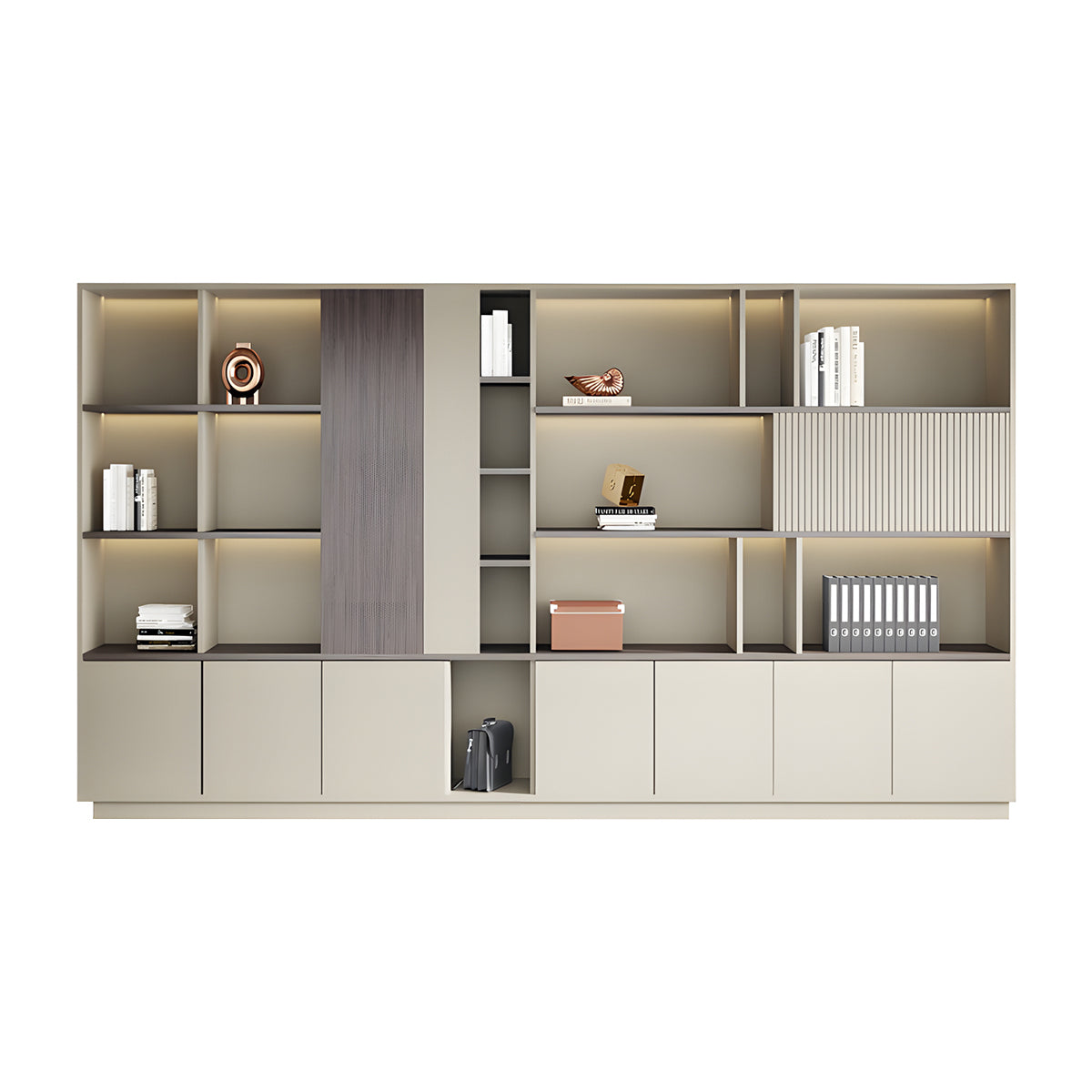 Elegant Storage Cabinet with Soft Lighting Strip and Open Storage – source image 33
