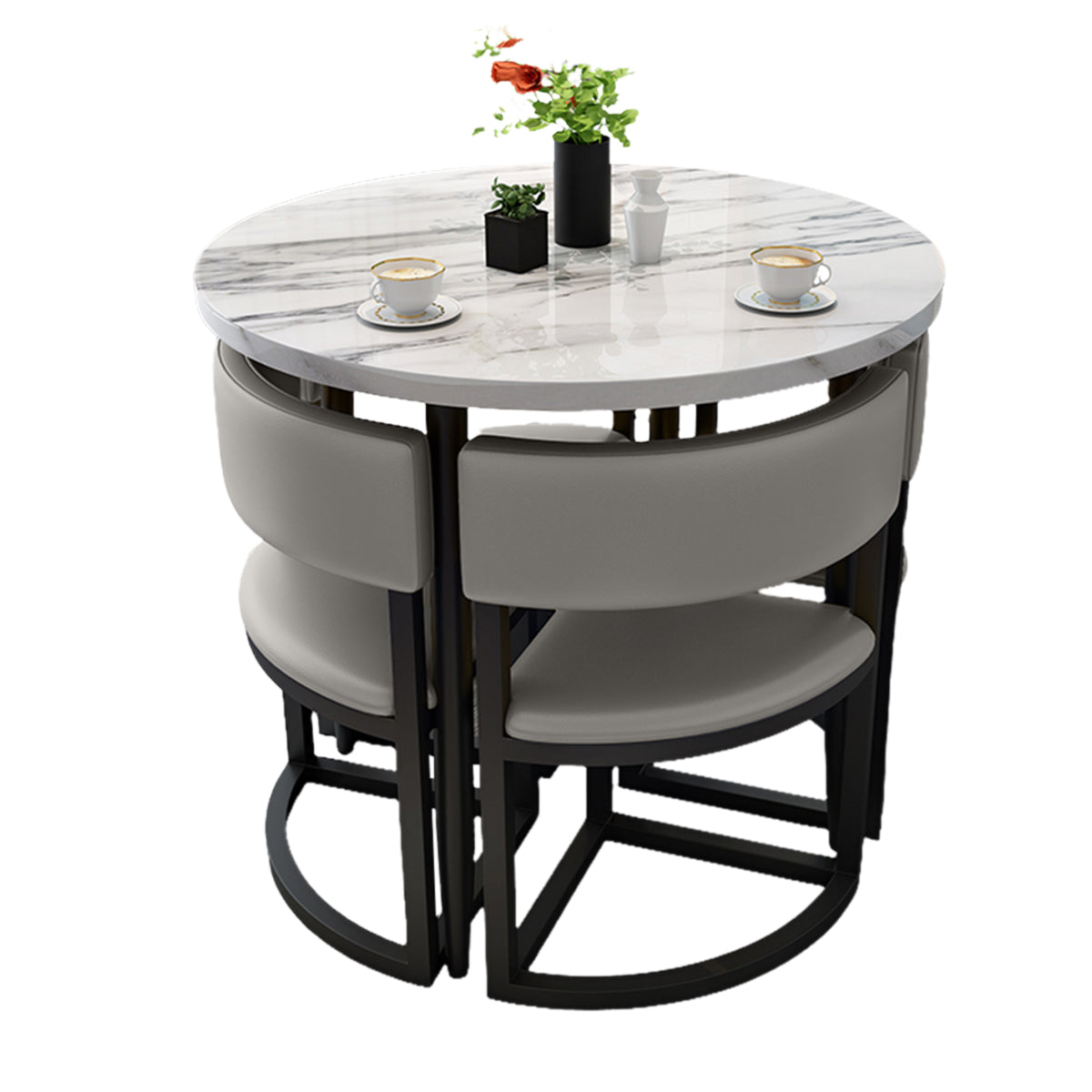 4-Seater Reception 31" Table and Chair Set with Space-Saving Design