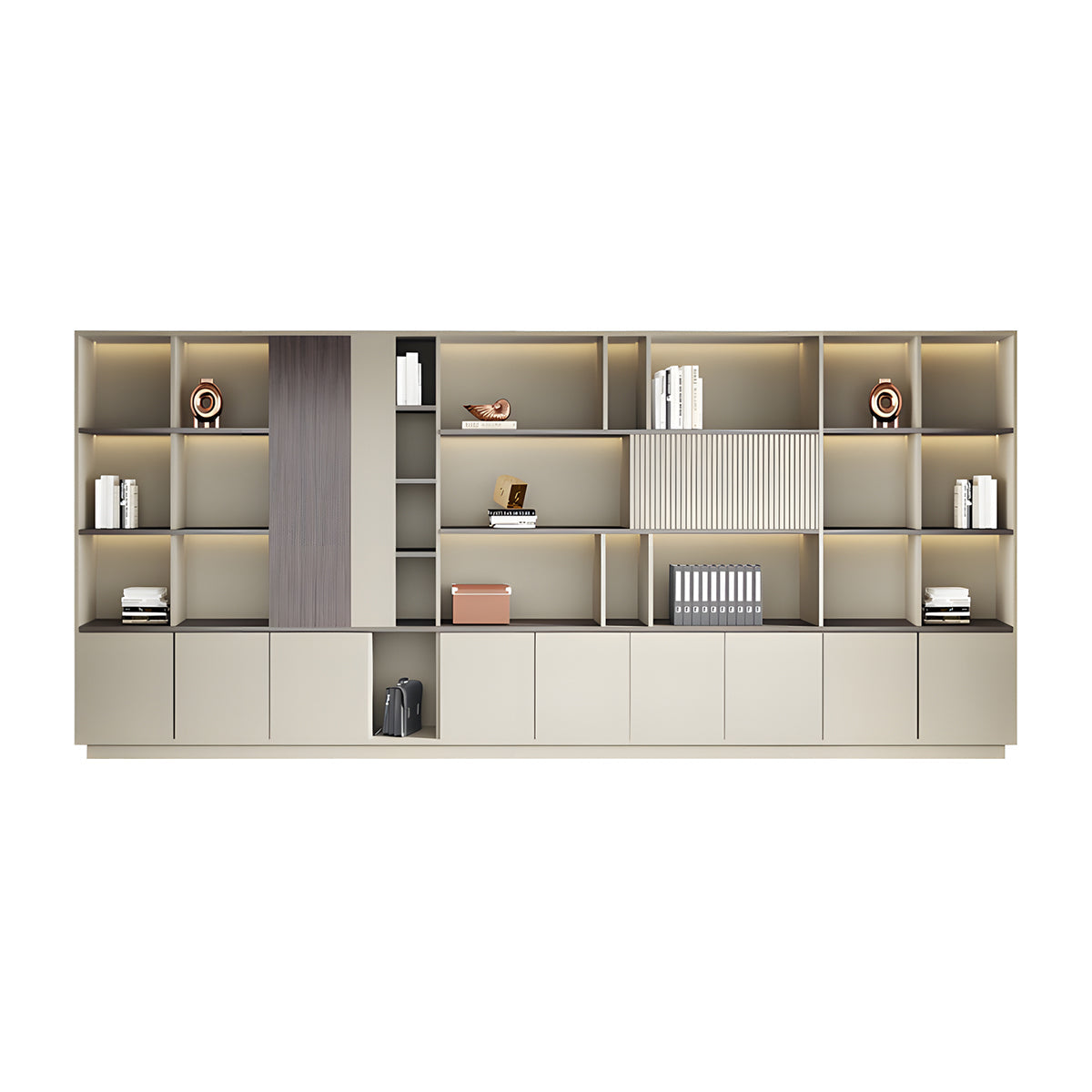 Elegant Storage Cabinet with Soft Lighting Strip and Open Storage – source image 34