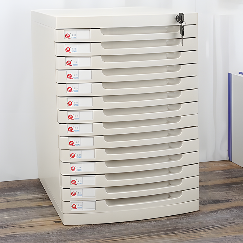 File Cabinet, Large 14 layers White, White finish, for executive office workspace, modern executive office furniture