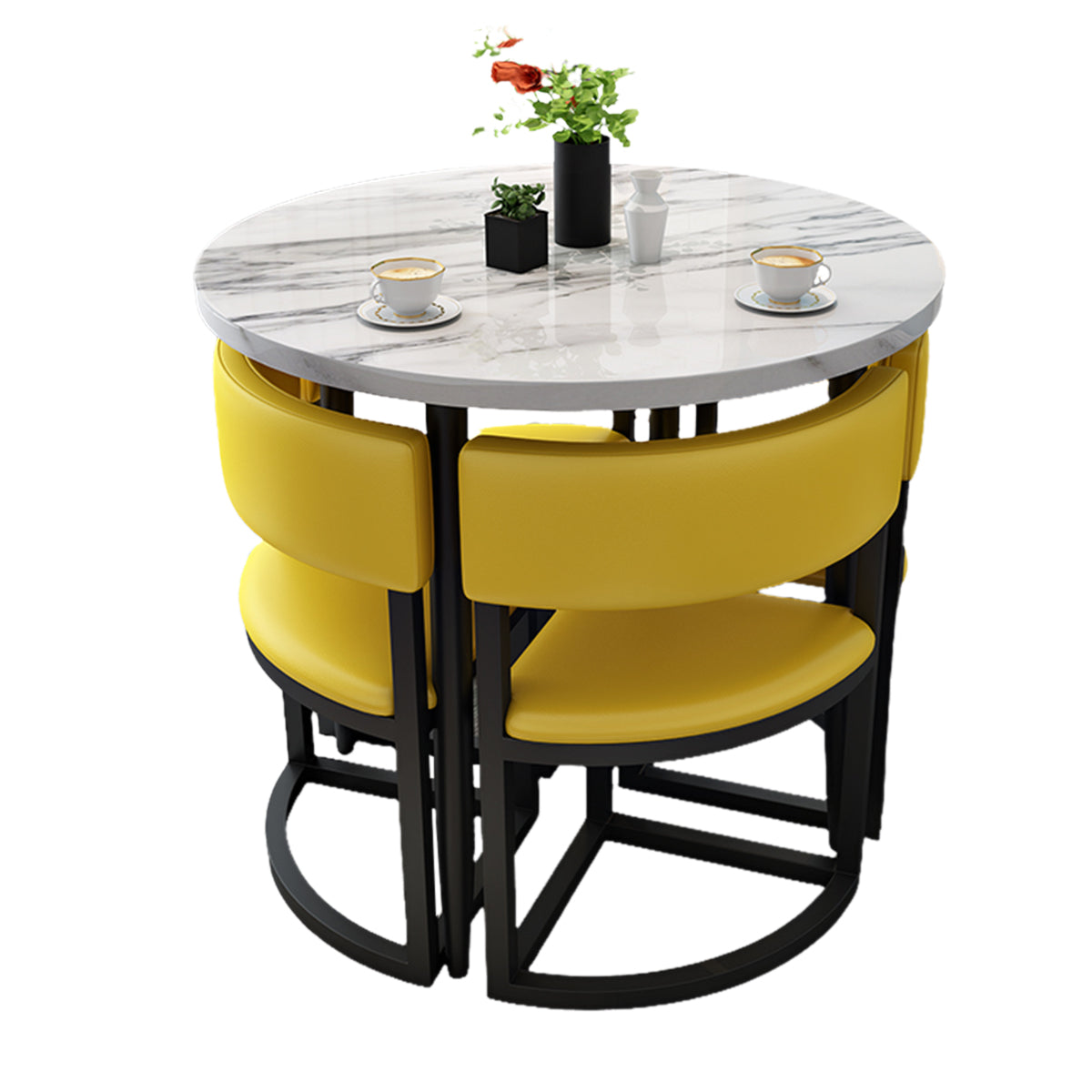 4-Seater Reception 31" Table and Chair Set with Space-Saving Design