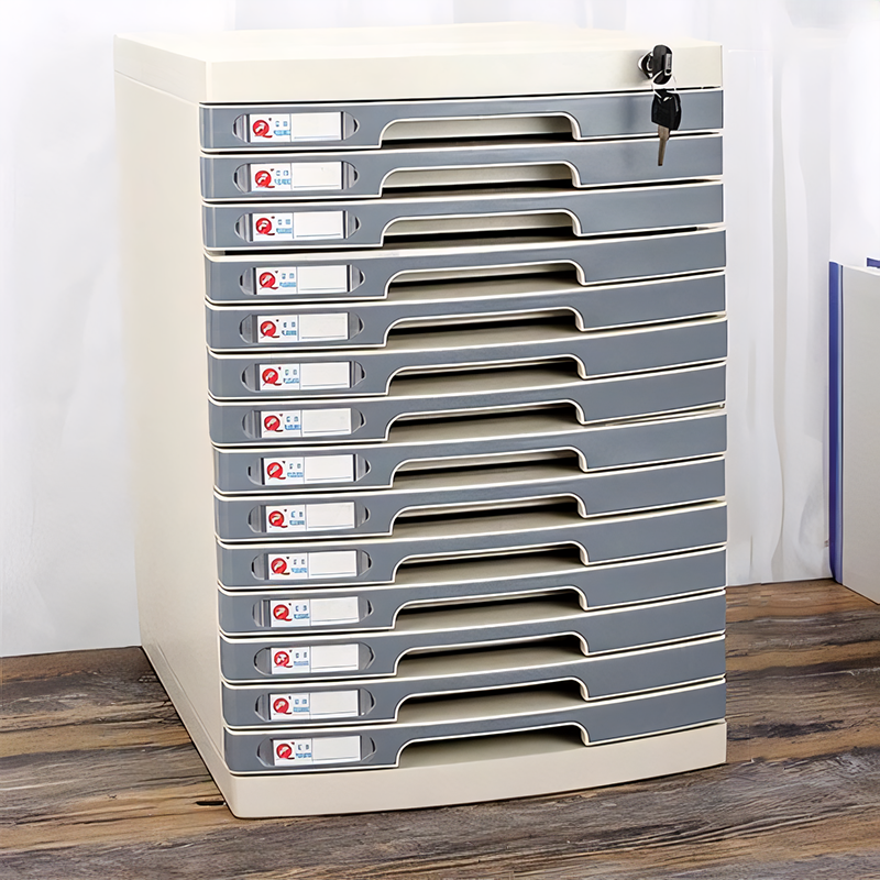 File Cabinet, Large 14 layers Grey, Grey finish, for executive office workspace, modern executive office furniture