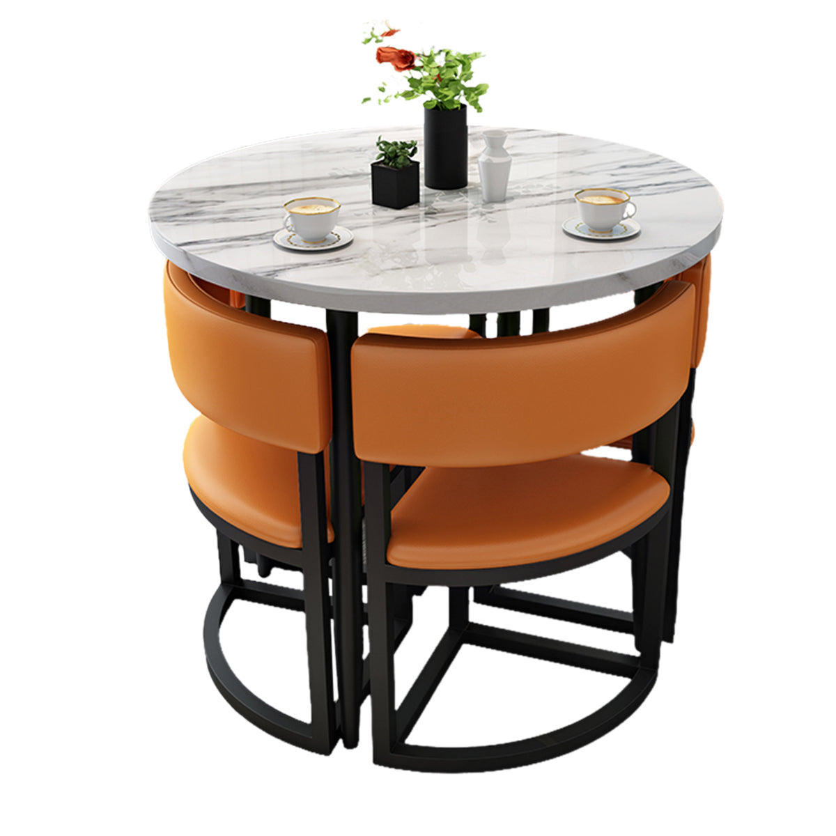 4-Seater Reception 31" Table and Chair Set with Space-Saving Design