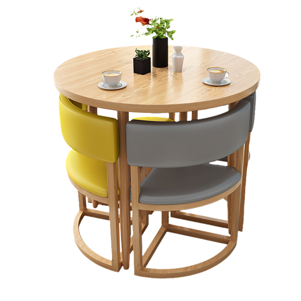 4-Seater Reception 31" Table and Chair Set with Space-Saving Design