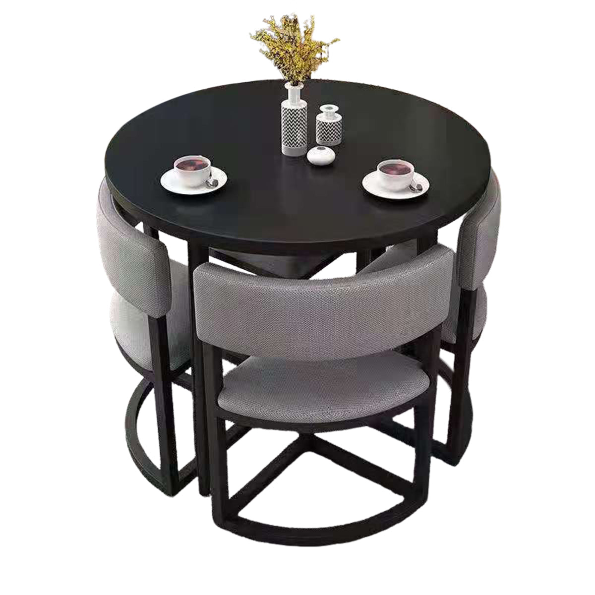 4-Seater Reception 31" Table and Chair Set with Space-Saving Design