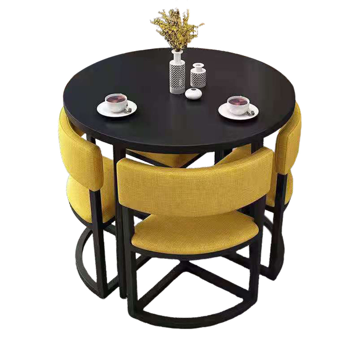 4-Seater Reception 31" Table and Chair Set with Space-Saving Design