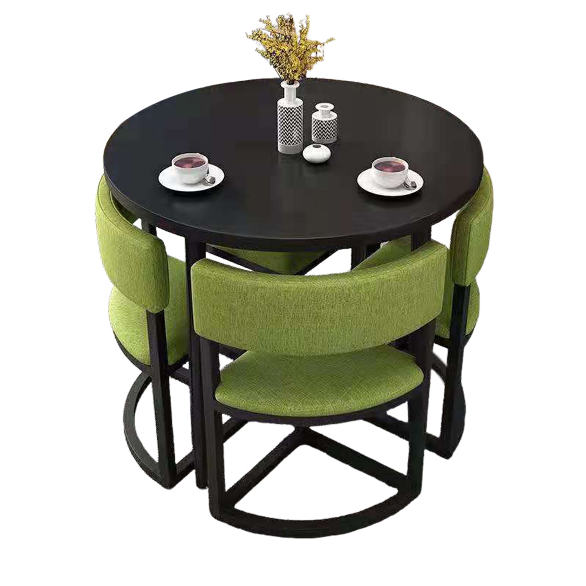4-Seater Reception 31" Table and Chair Set with Space-Saving Design