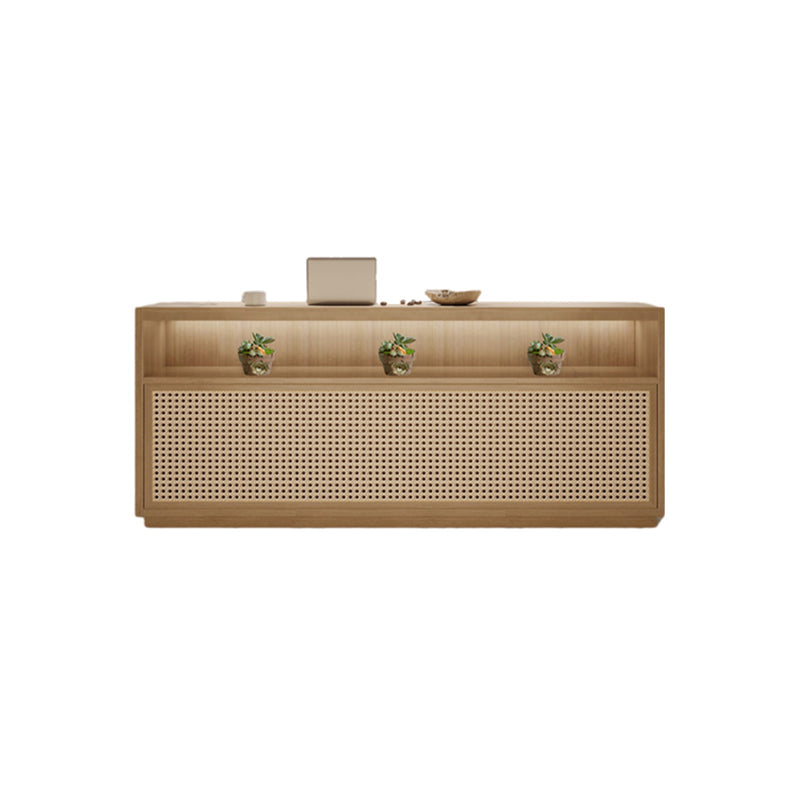 Rattan-Front Reception Desk 39–102 in Wide