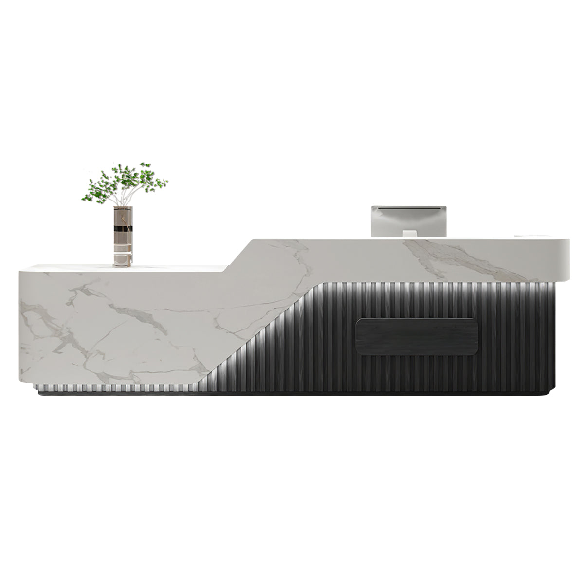 Slatted Reception Desk 47–142 in Wide with LED