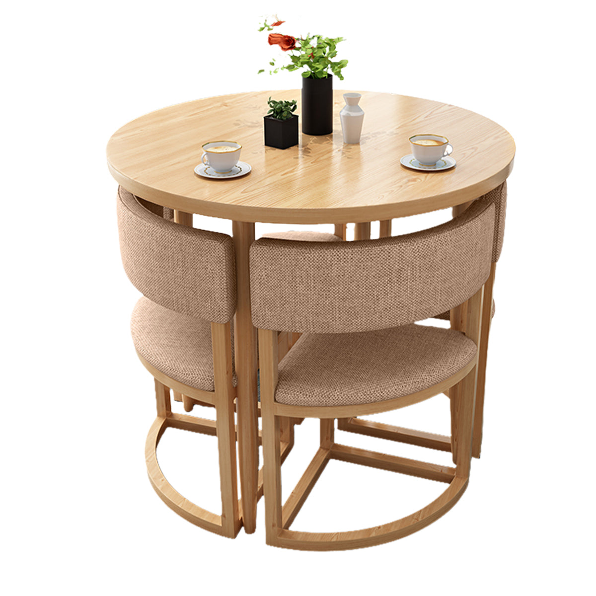 4-Seater Reception 31" Table and Chair Set with Space-Saving Design