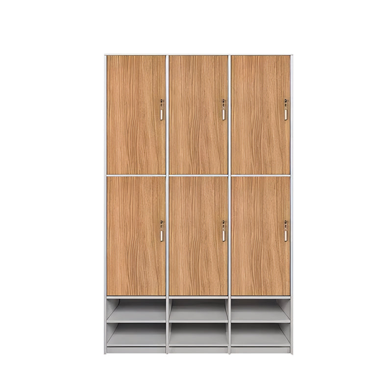 Storage Cabinet-2, Natural With Shoe Layer 2 levels 3 columns 6 doors, Natural finish, for office storage space, office storage furniture