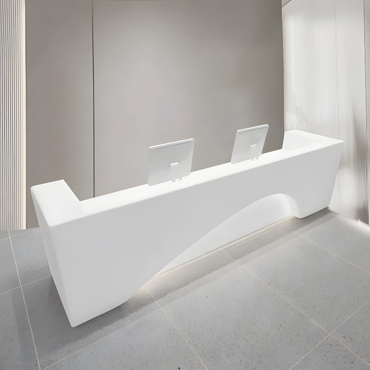 Curved Lacquered Reception Desk 71–134 in Wide