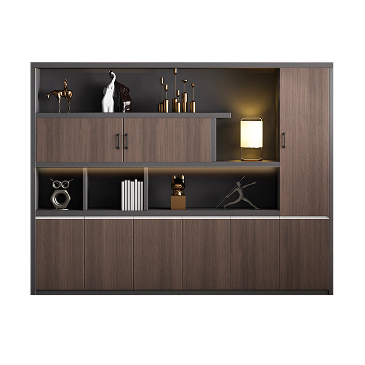 Storage Cabinet, With LED Strip, L94" x W16" x H79", for office storage space, office storage furniture