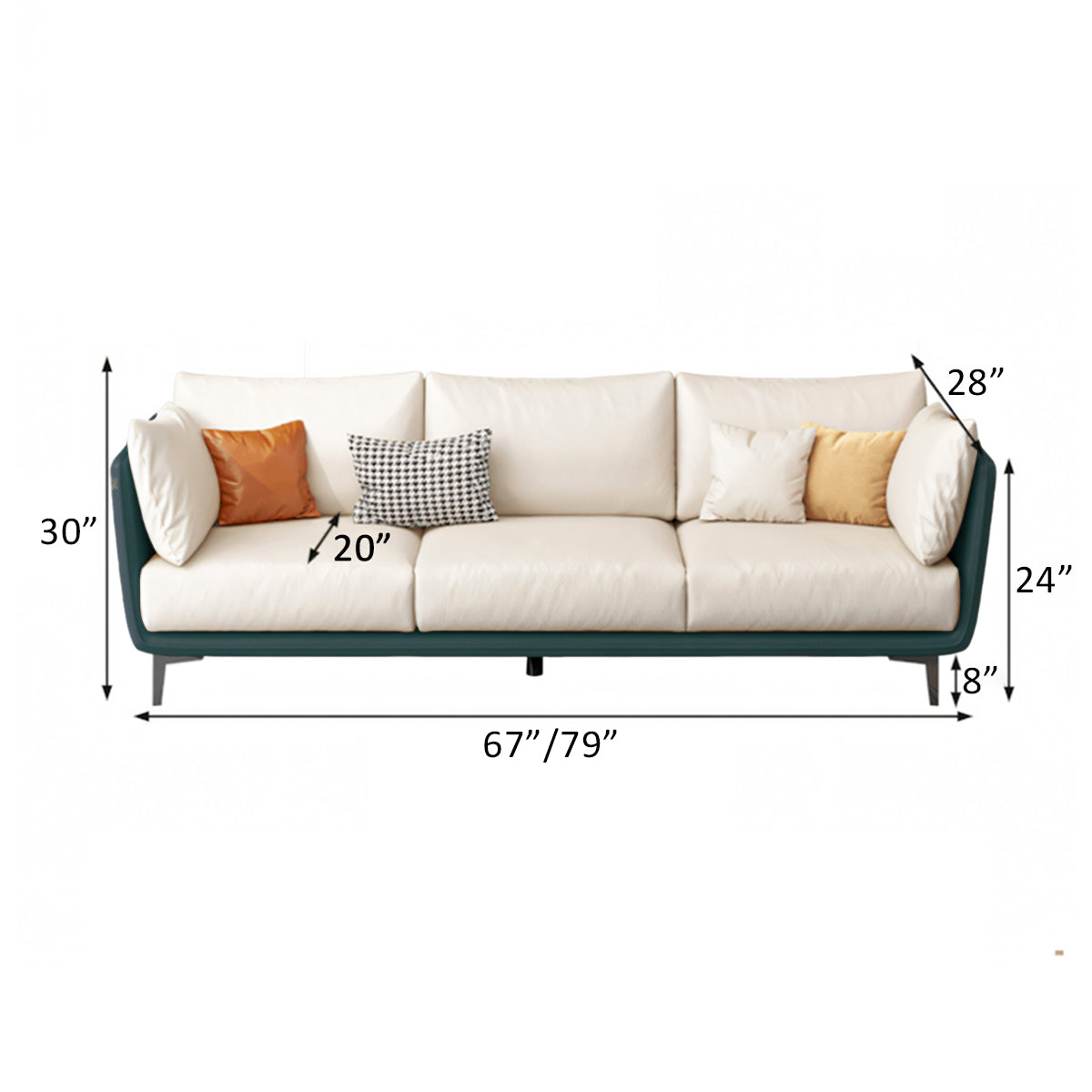 General product image 14 — Modern Sofa 28-79 in Wide with Lumbar Support for Living Room