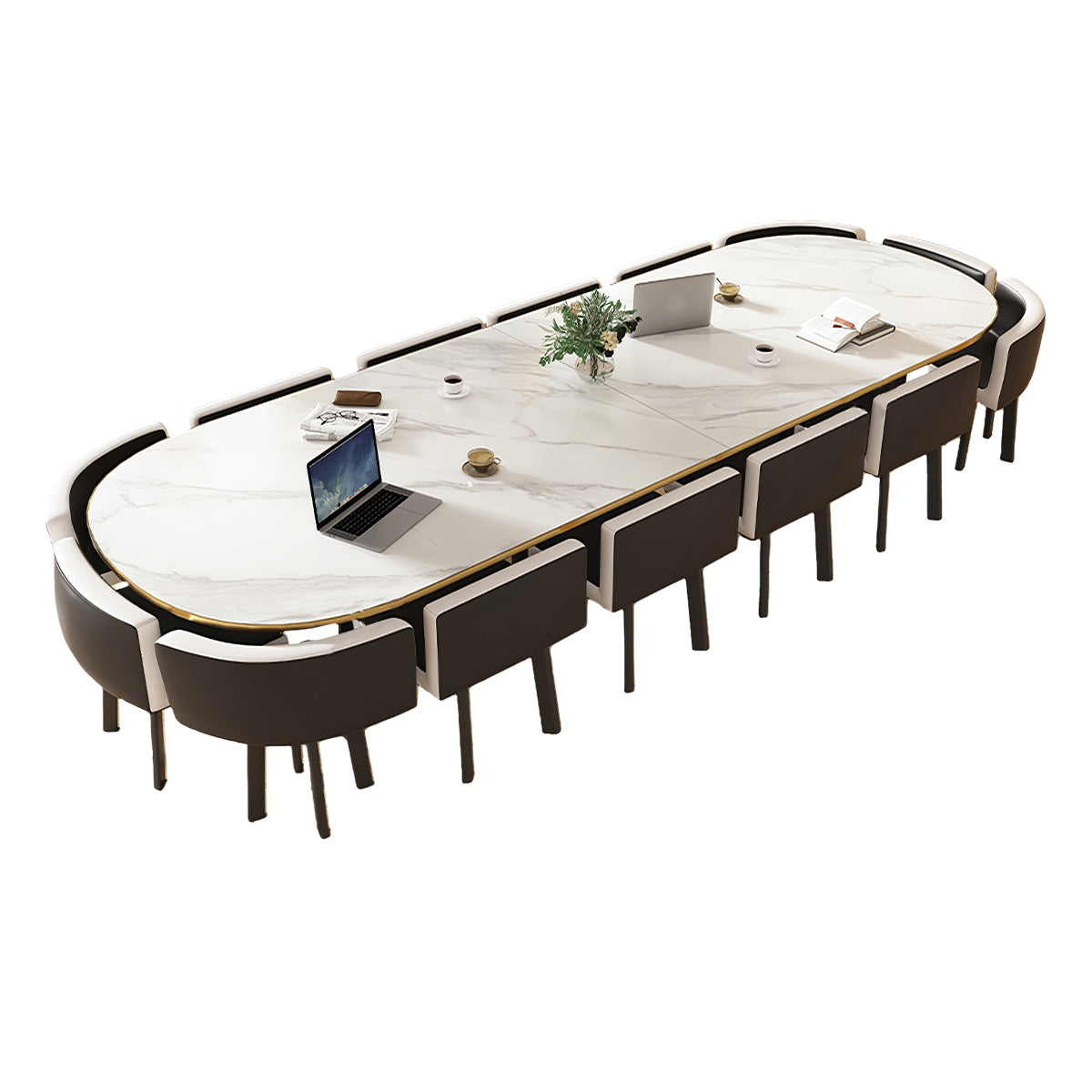 Minimalist Oval Conference Table and Chair Set for Meeting Room – source image 24