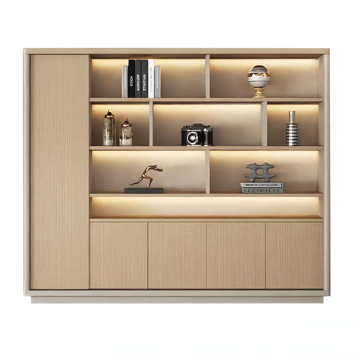 Storage Cabinet, variant product view, Modern Light Luxury Storage Cabinet With Ample Storage & Dedicated Wardrobe finish, L63" x W16" x H79", for...