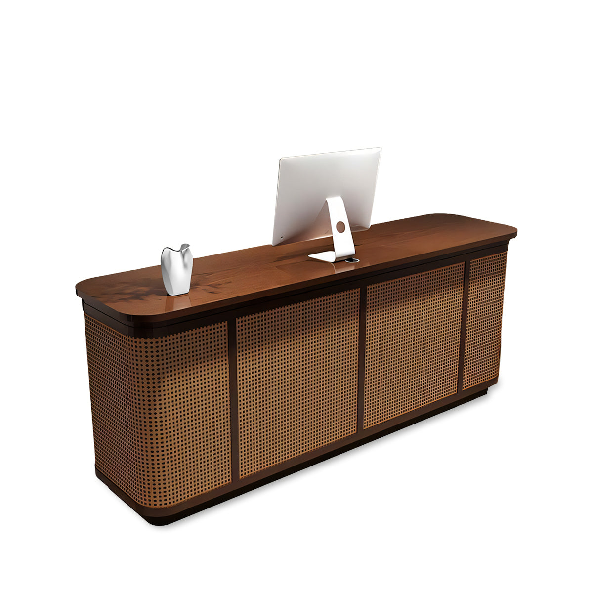Rattan Reception Desk 47–118 in Wide, Open Shelf