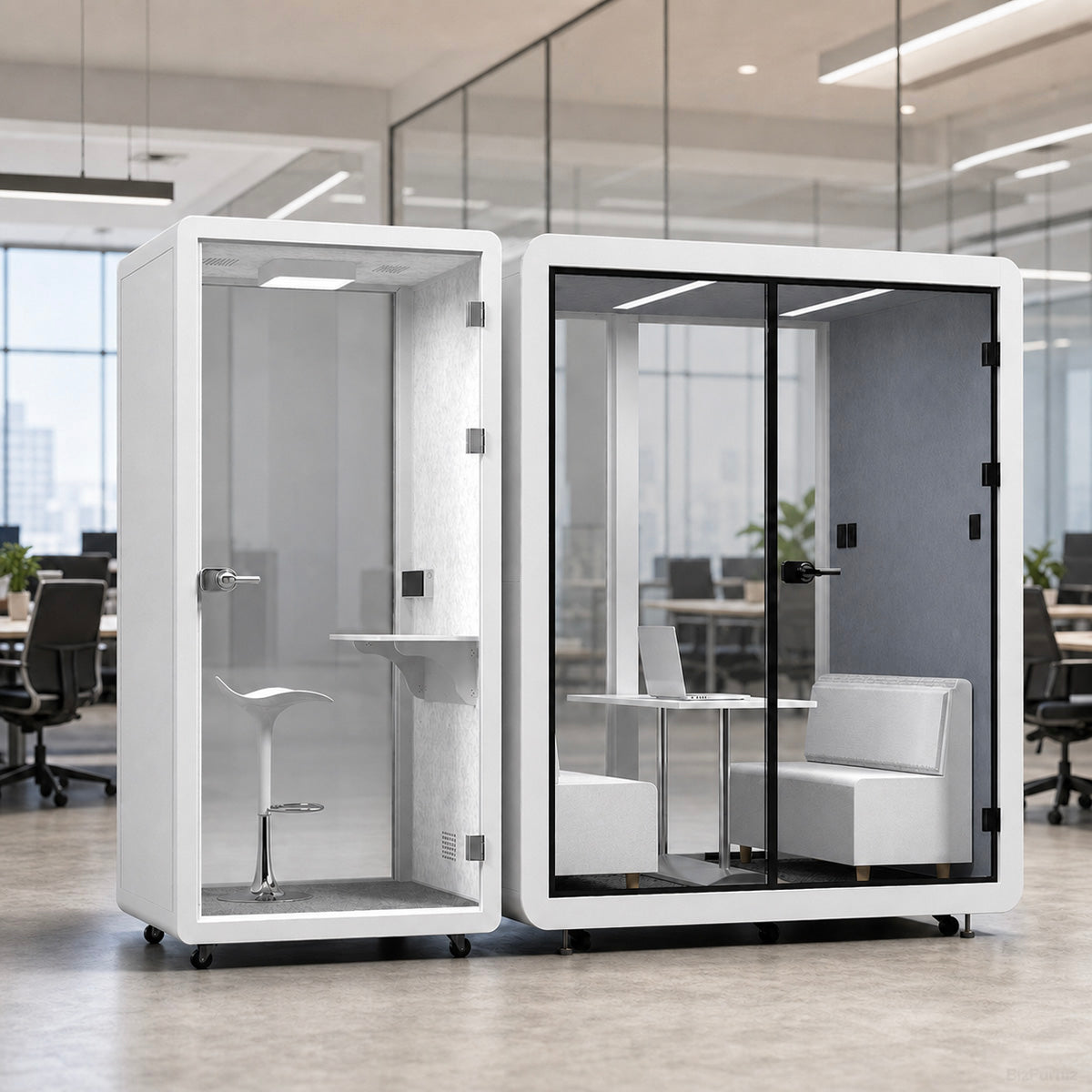 Modular Enclosed Office Pod with Ventilation & Casters product photo