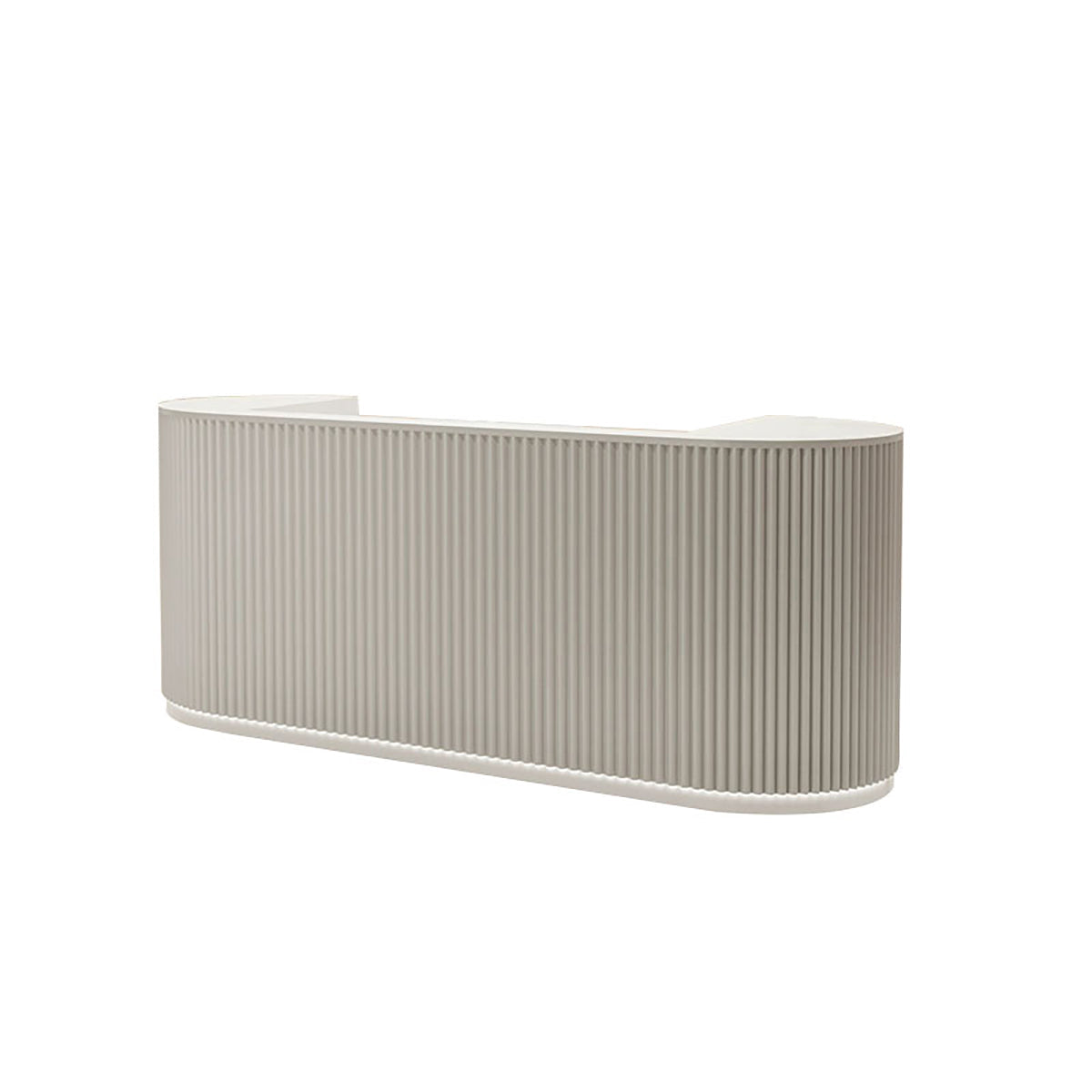 Arc-Edge Straight Striped Reception Desk with Keyboard Tray, Cabinets, and Drawers for Nail Salons JDT-107