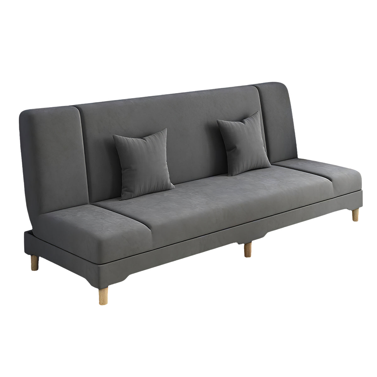 Sleeper sofa in dark gray color option with solid hardwood frame and folding design
