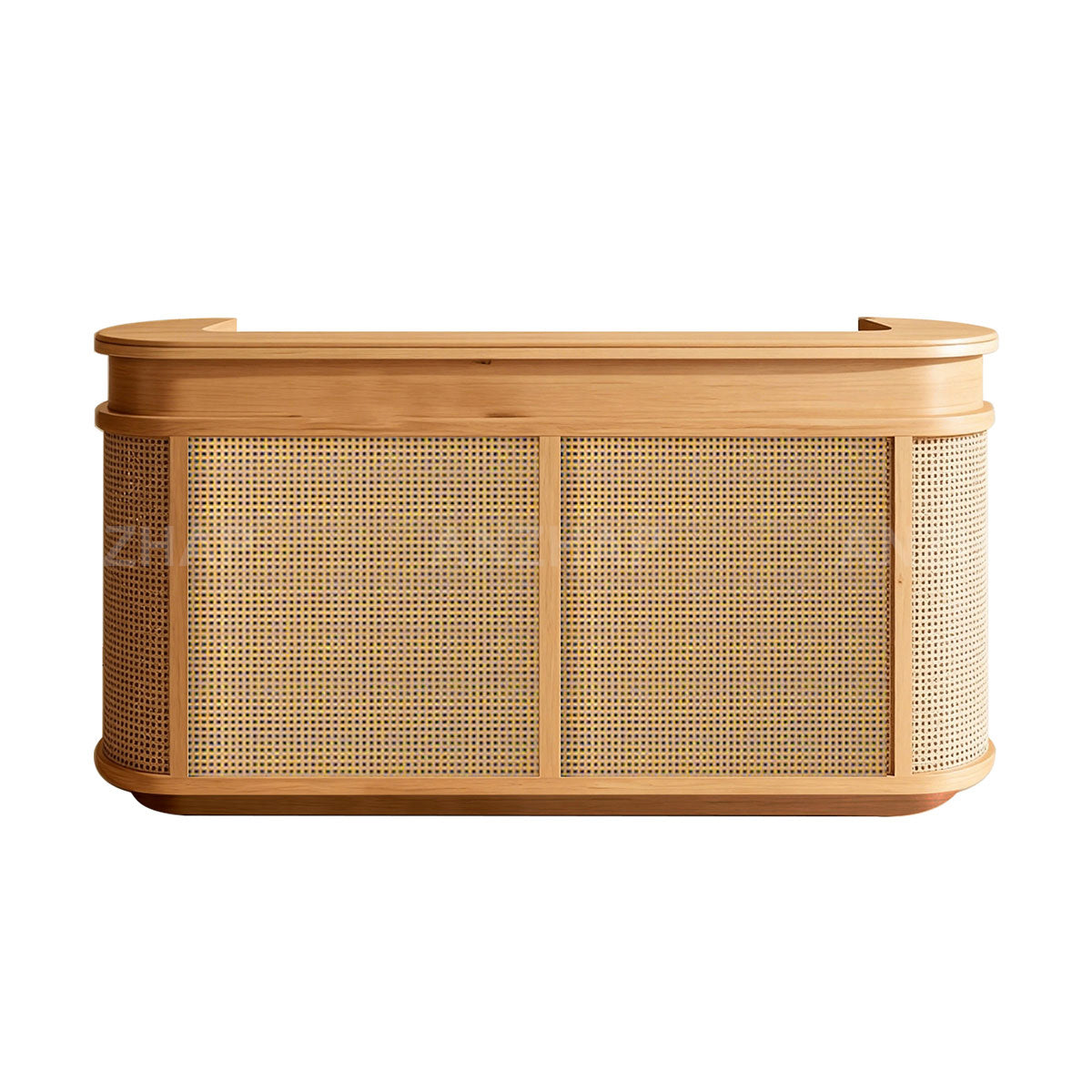 Curved Rattan Reception Desk 47–118 in Wide