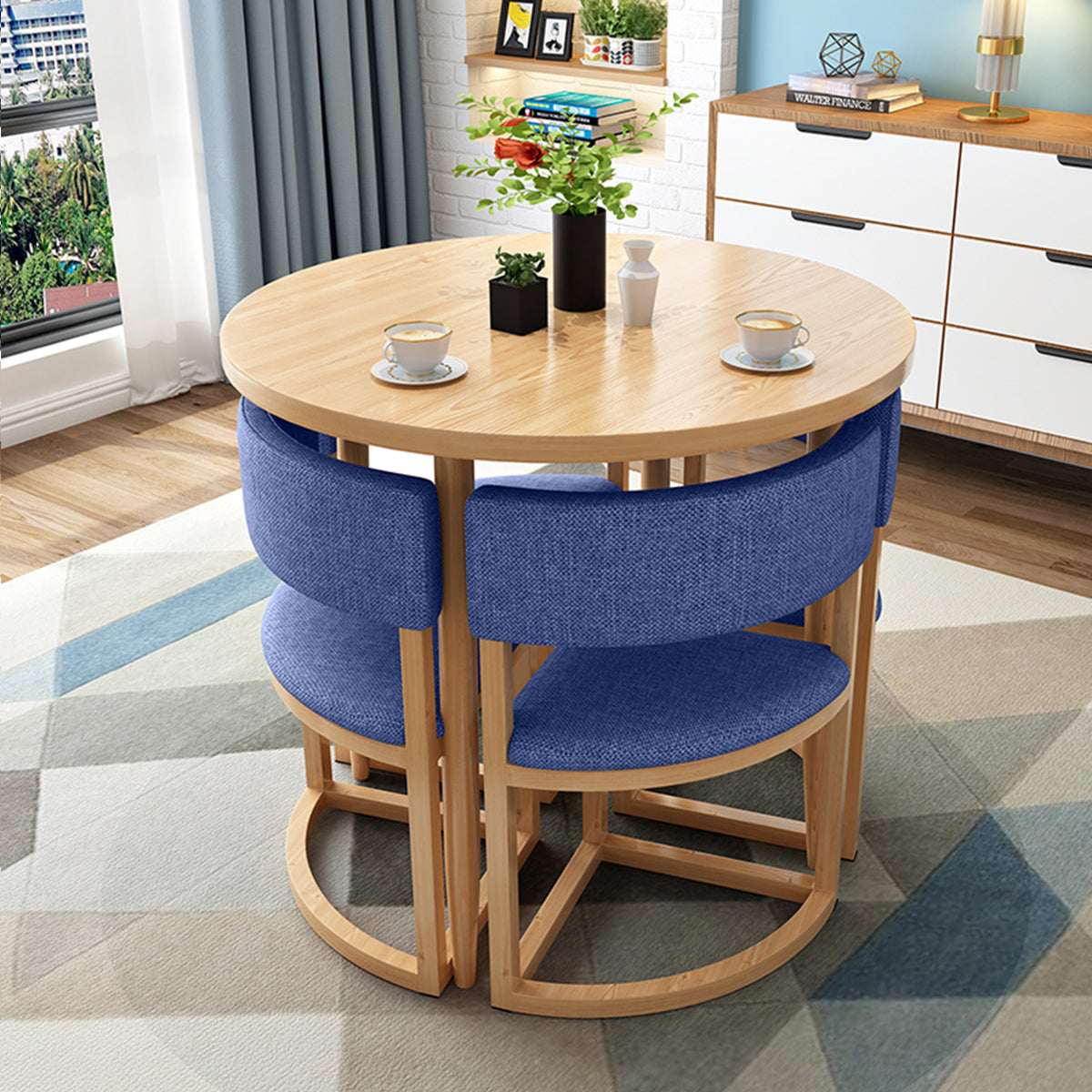 4-Seater Reception 31" Table and Chair Set with Space-Saving Design