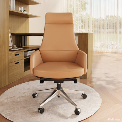 Executive Chair with Headrest & Aluminum Base