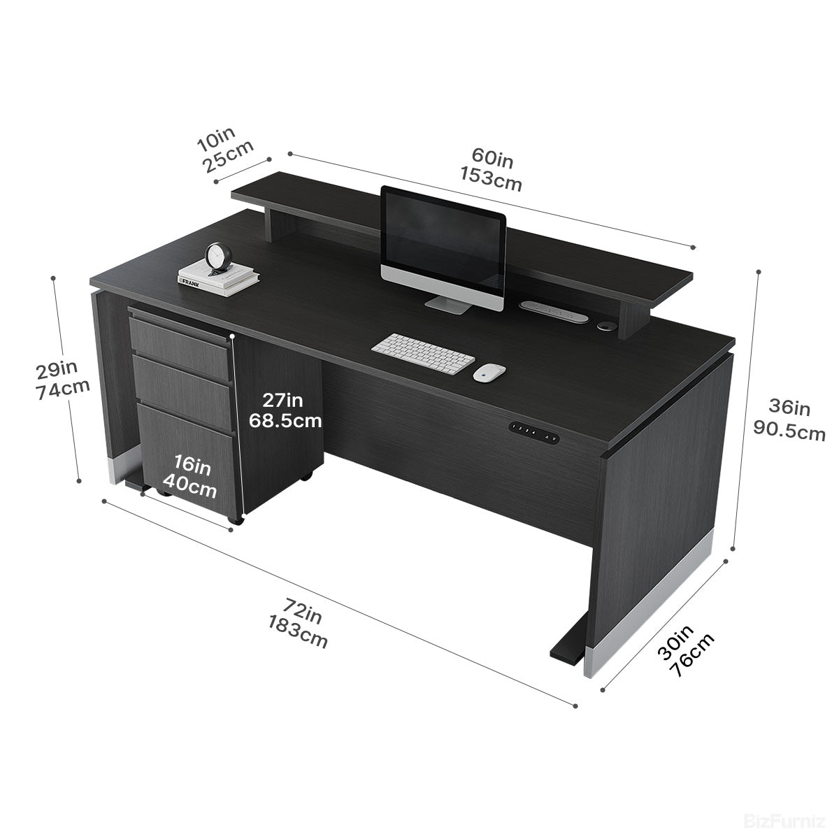 72" L Premium Office Desk with Height-adjustable Function for Modern and Corporate Workspaces product photo 4