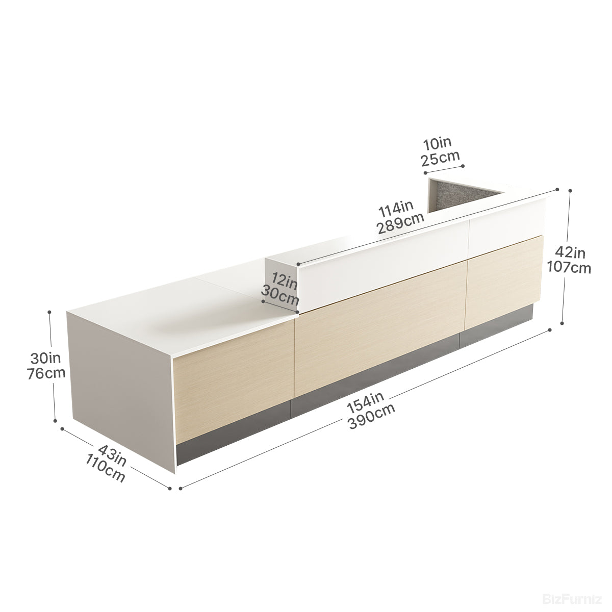 154"L Professional Reception Desk with Integrated Power Hub for Modern Lobbies and Offices product view 5
