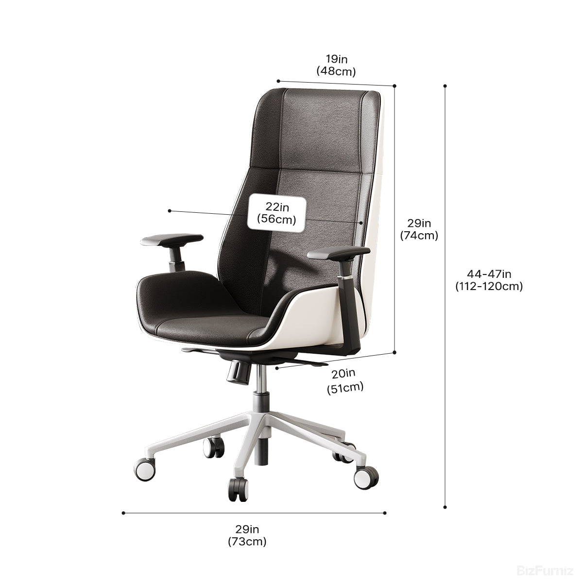 High-Back Executive Office Chair with Reclining Design, 360° Rotation, and Smooth Casters product photo 2