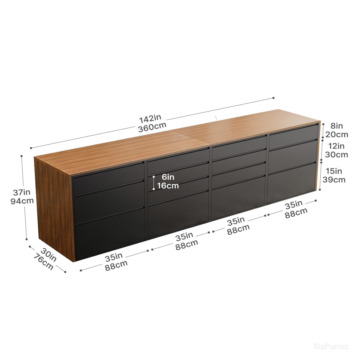 142”L Modern Multi-functional Storage Cabinet with Front and Rear Access Design for Versatile Spaces product view 7