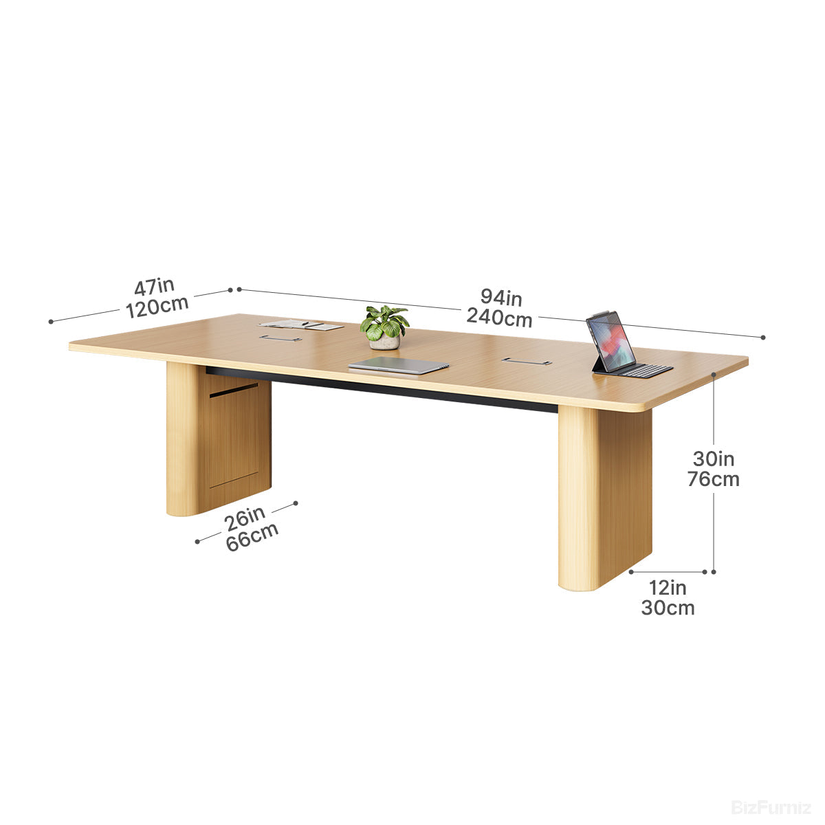 94-inch Rectangular Conference Table for 6-8 People with Cable Management for Meetings and Training product view 7