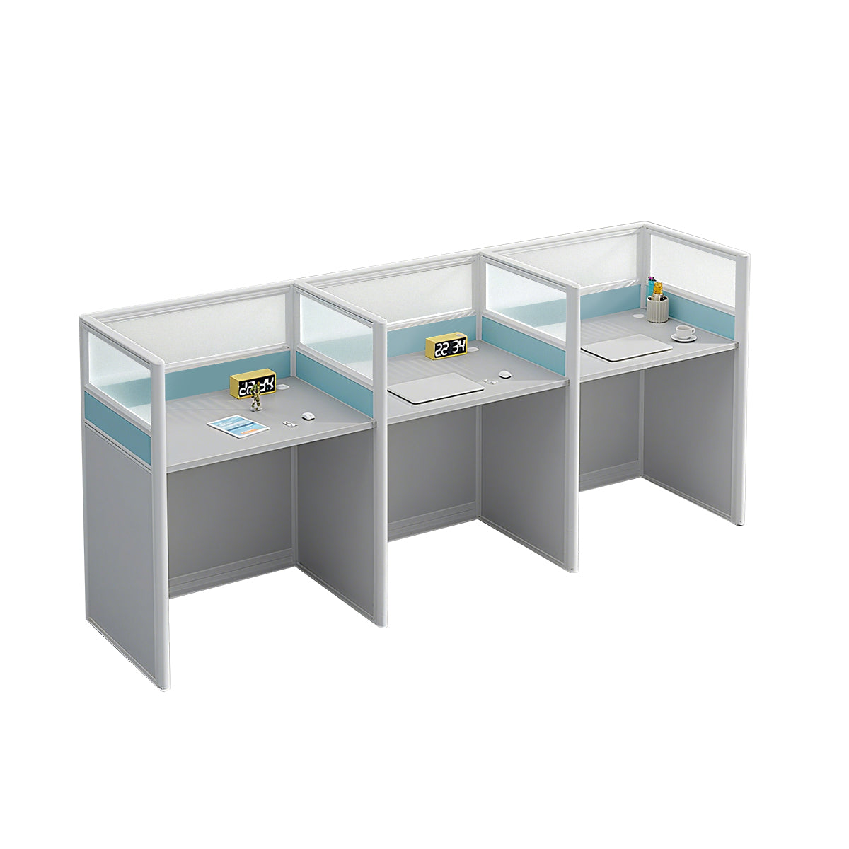 Modular Workstations & Desks-1, 3-Person, L99" x W26" x H43", for executive office workspace, modern executive office furniture