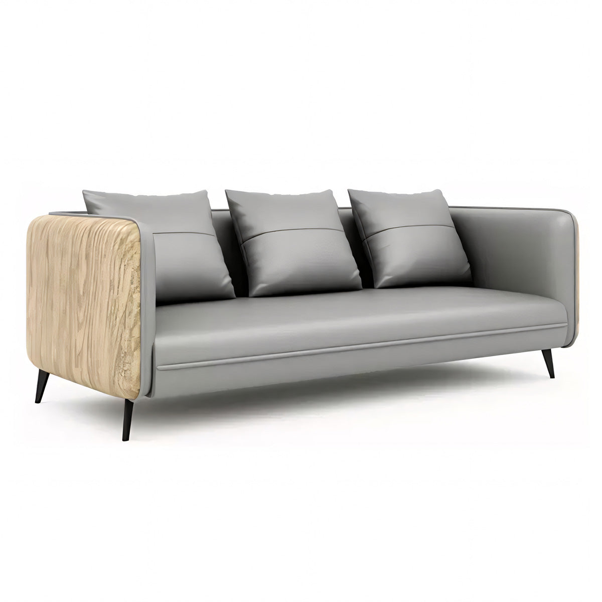 Sofa, Light Gray Leather L71" × W30" × H30" sofa, Light Gray finish, for reception area or front office, commercial reception furniture