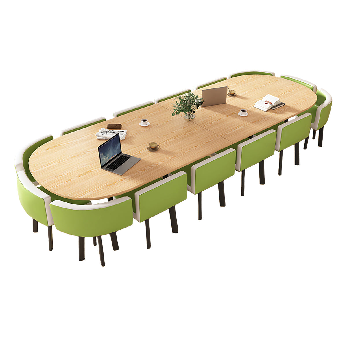 Minimalist Oval Conference Table and Chair Set for Meeting Room – source image 25