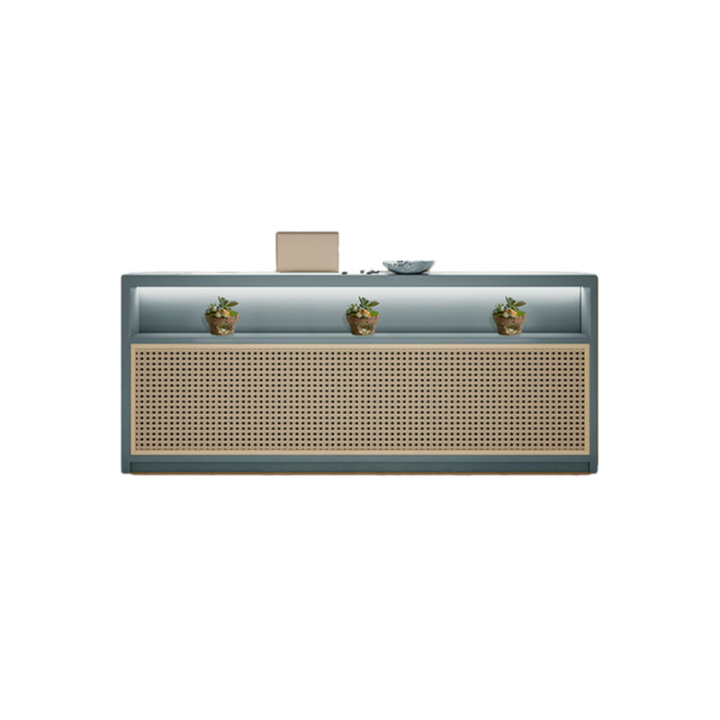 Rattan-Front Reception Desk 39–102 in Wide