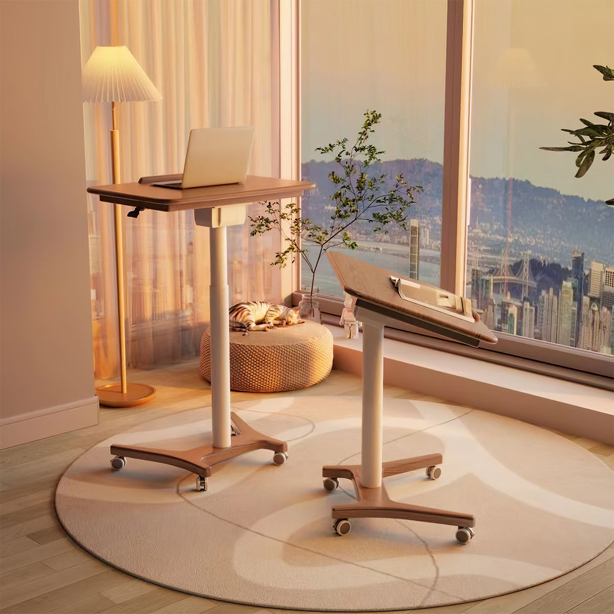 Folding Sit-Stand Desk 24–32 in Wide on Casters