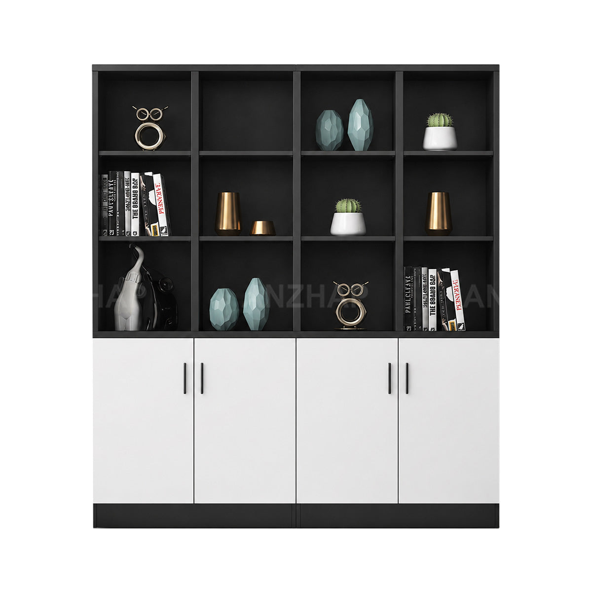Anzhap office storage cabinet with enclosed cabinets, storage compartment view
