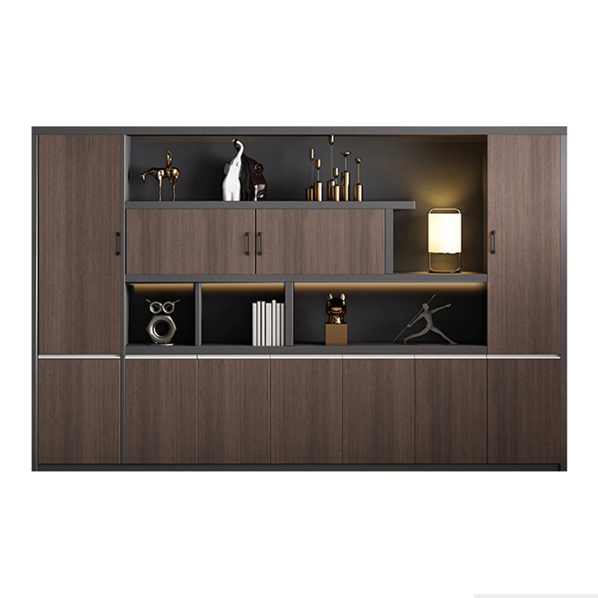 Storage Cabinet, With LED Strip, L110" x W16" x H79", for office storage space, office storage furniture