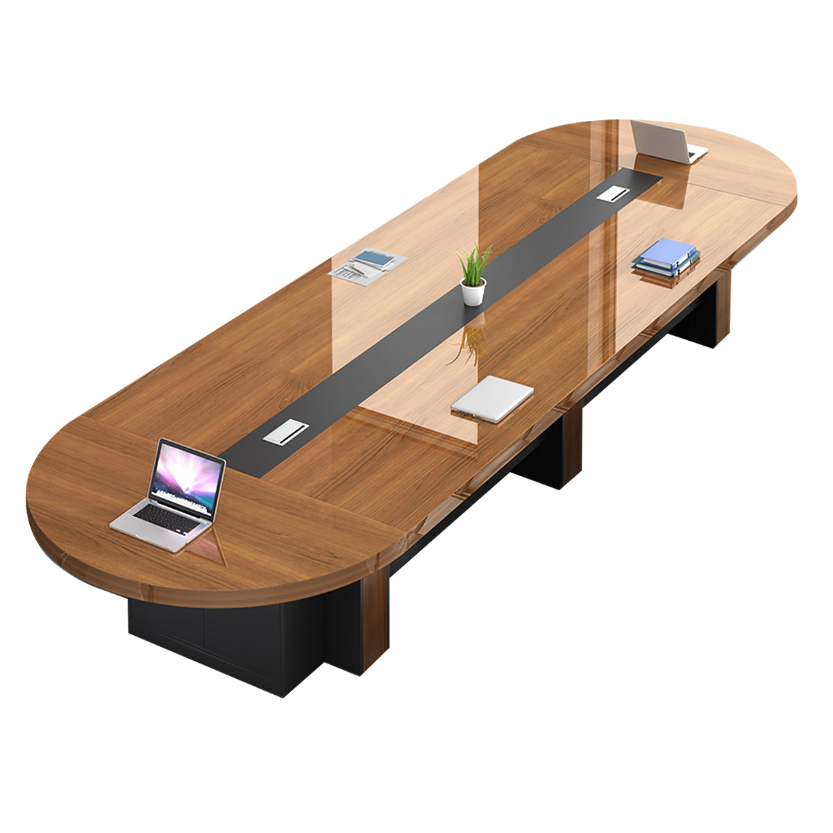 Conference Table, Walnut, Walnut finish, L138" x W59" x H30", for meeting room or boardroom, modern boardroom furniture