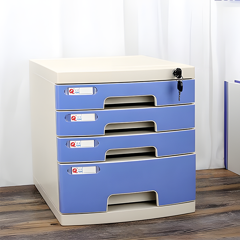 File Cabinet, Medium 4 layers Blue, Blue finish, for executive office workspace, modern executive office furniture
