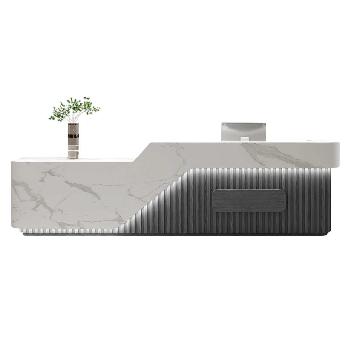 Slatted Reception Desk 47–142 in Wide with LED