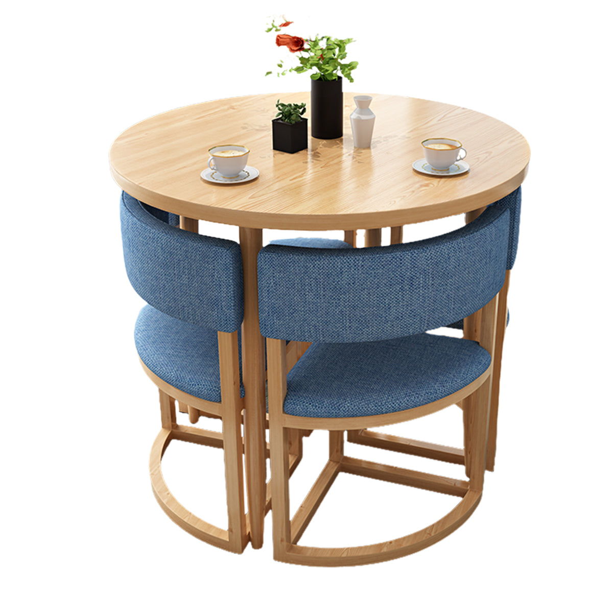 4-Seater Reception 31" Table and Chair Set with Space-Saving Design