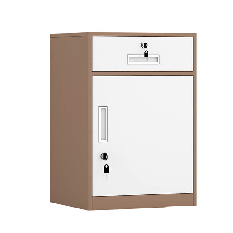 File Cabinet, 1 draw 1 door Curry over white, Curry Over White finish, L17" x W15" x H26", for office workspace, executive office furniture